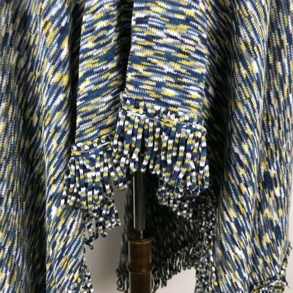 Anthropologie Moth Stripe Fringe Poncho Cardigan Sweater - Picture 7 of 7